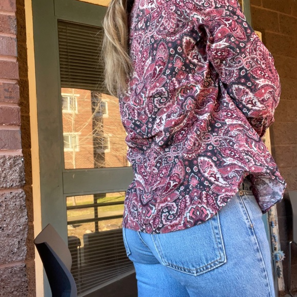 Crafts & Barrow, corduroy paisley print button up, size Large - Picture 2 of 5